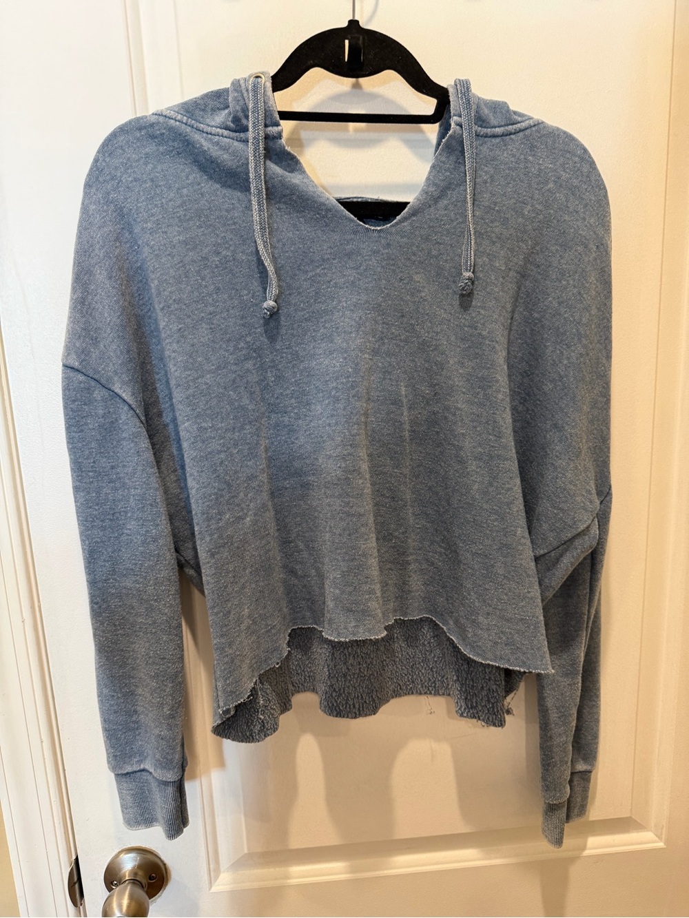 Ocean Drive Washed Blue Cropped Hoodie